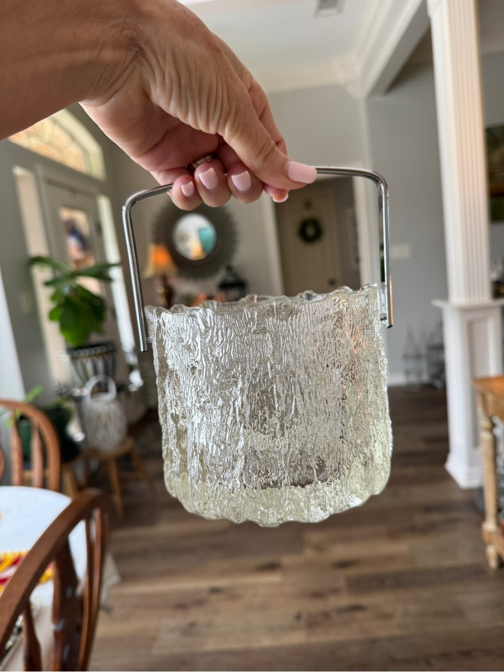MCM Littala “Seita” Icicle Glass Ice Bucket by Tapio Wirkkala Chrome Handle - Picture 13 of 17